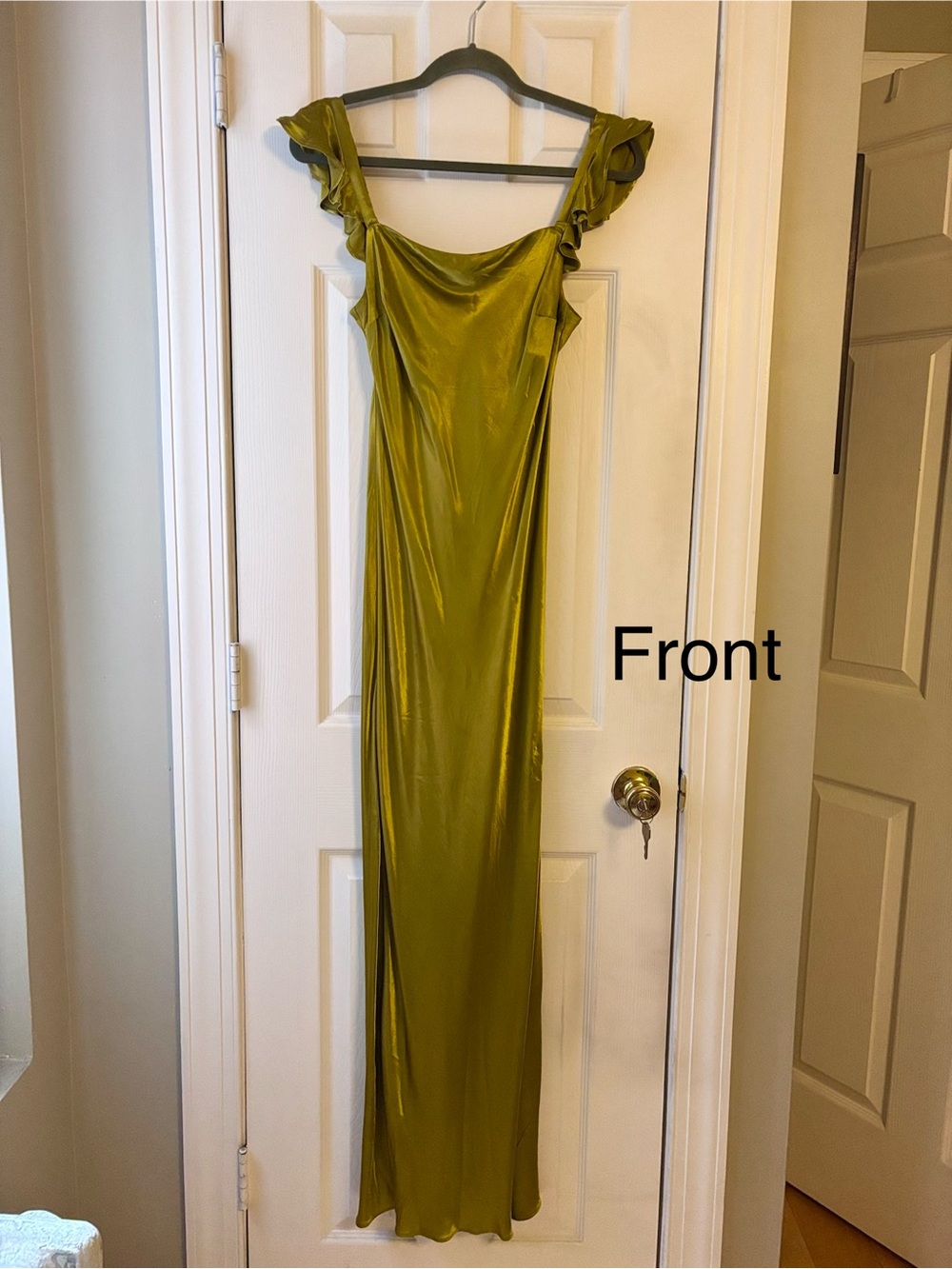 Anthropologie Flutter Sleeve Maxi Dress - Medium - Chartreuse - Picture 2 of 9